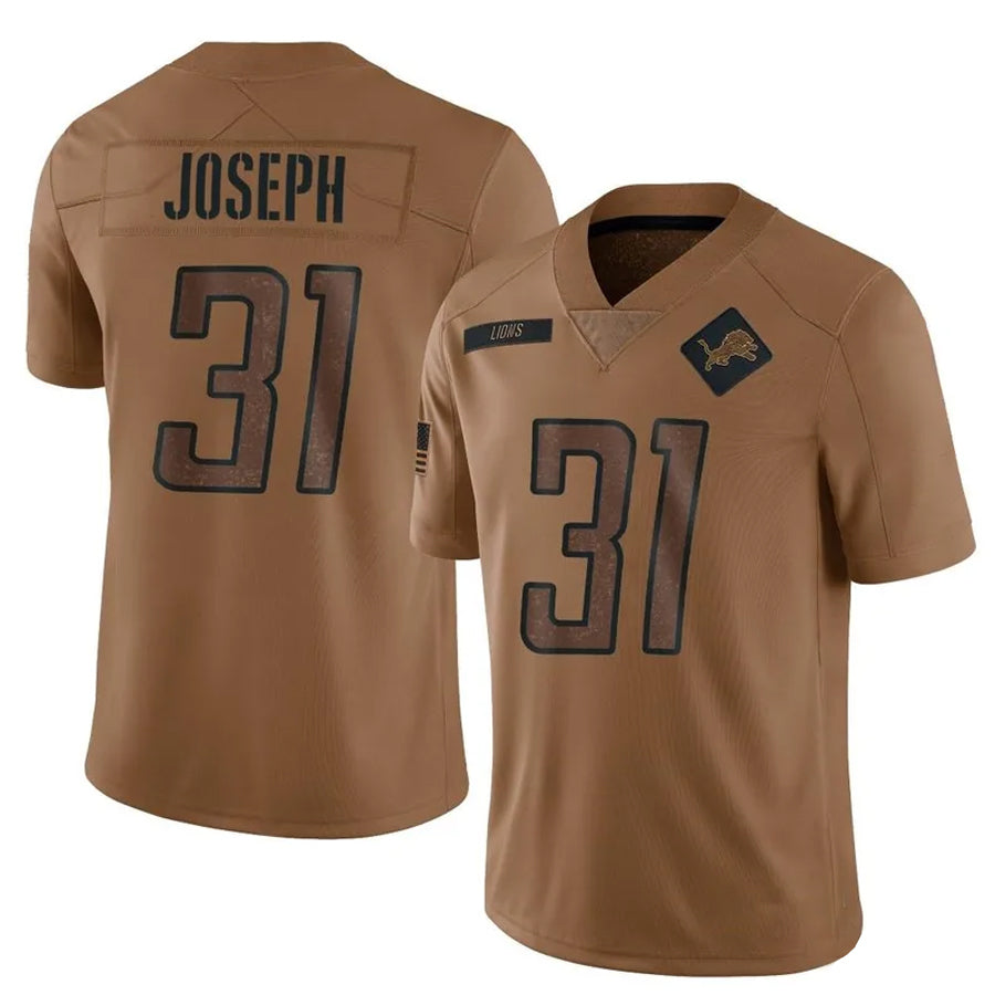 D.Lions #31 Kerby Joseph Player Brown Salute To Service Limited Football Jerseys