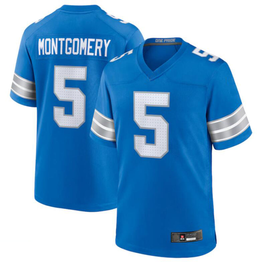 D.Lions #5 David Montgomery Player Blue Game Football Jerseys