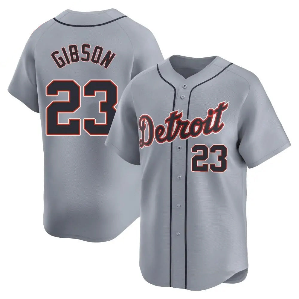 D.Tigers #23 Kirk Gibson Player Gray Limited Road Baseball Jerseys