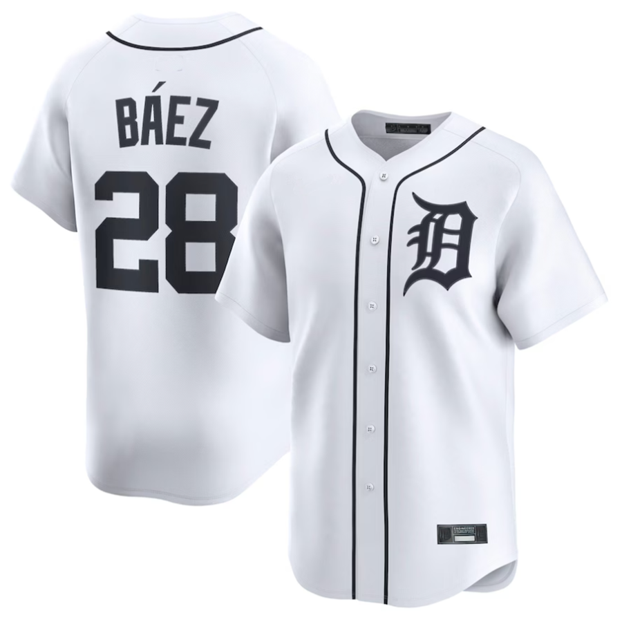 D.Tigers #28 Javier B¡§¡éez Player White Home Limited Baseball Jerseys