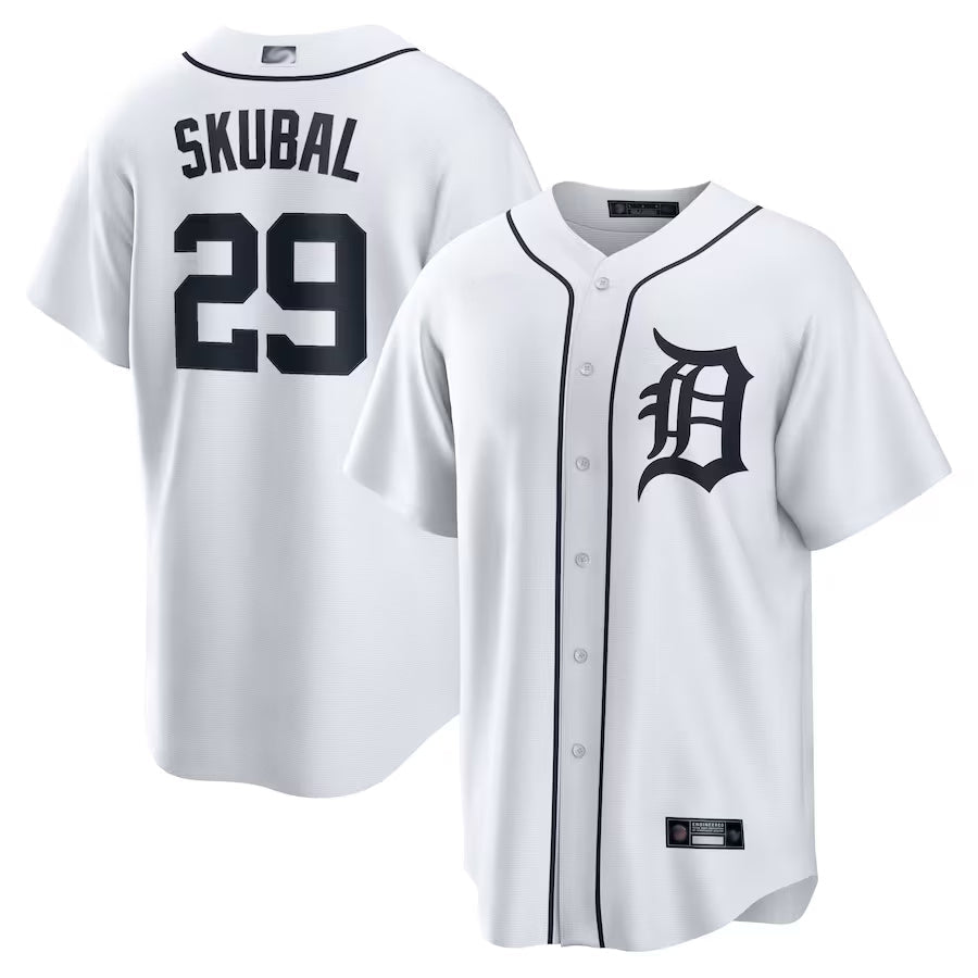 D.Tigers #29 Tarik Skubal Player White Home Replica Baseball Jerseys