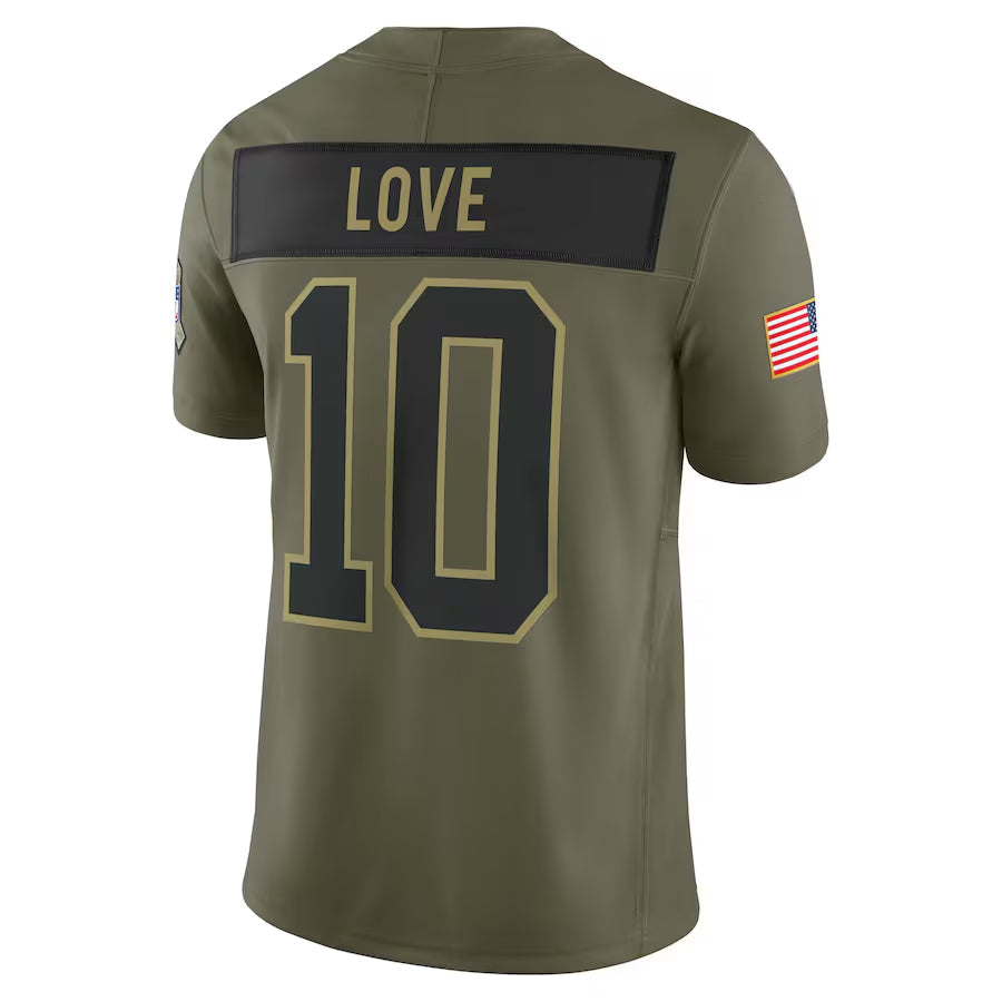 GB.Packers #10 Jordan Love Player Olive Salute to Service Limited Football Jerseys