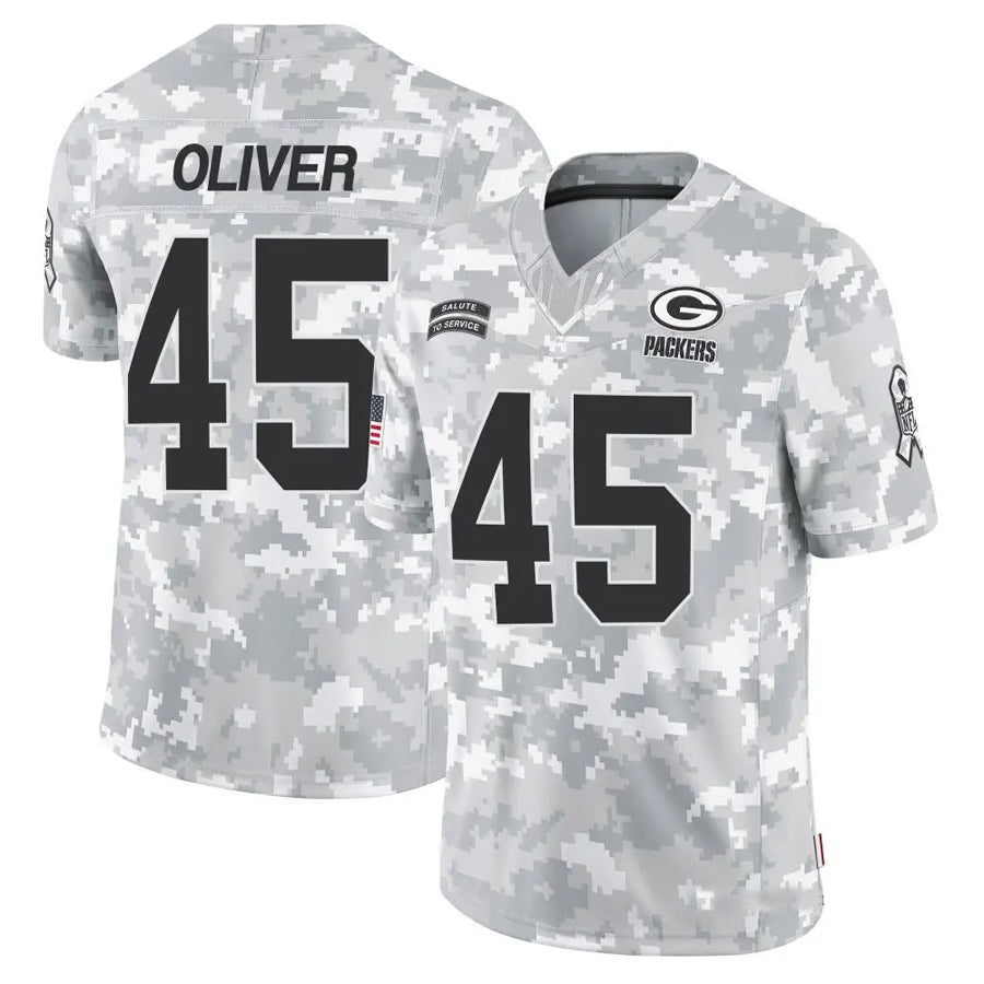 GB.Packers #45 Collin Oliver Player Arctic Camo Salute to Service Football Jerseys