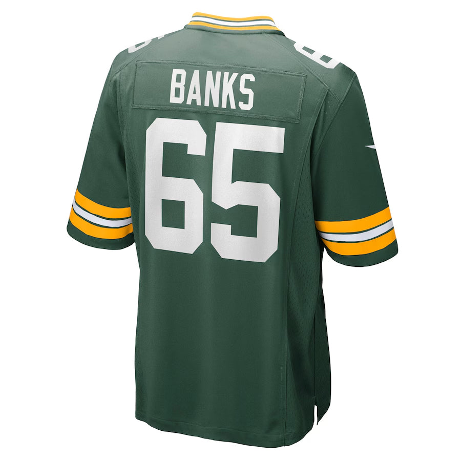GB.Packers #65 Aaron Banks Player Green Home Game Football Jerseys
