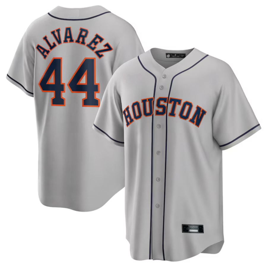 H.Astros #44 Yordan ��������lvarez Player Gray Road Replica Baseball Jerseys