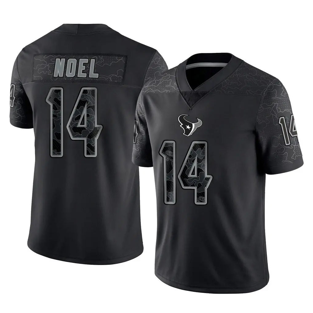 H.Texans #14 Jaylin Noel Player Black REFLECTIVE Limited Football Jerseys