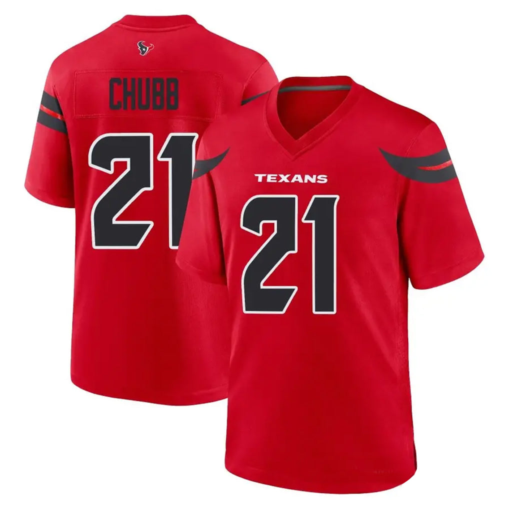H.Texans #21 Nick Chubb Player Red Home Game Football Jerseys
