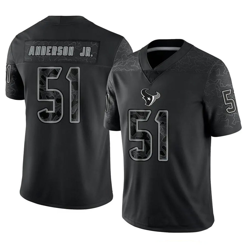 H.Texans #51 Will Anderson Jr. Player Black REFLECTIVE Limited Football Jerseys