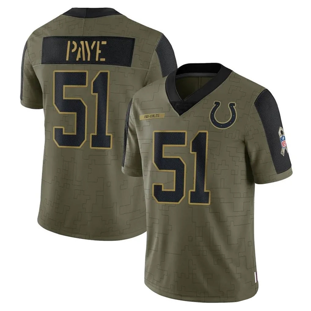 IN.Colts #51 Kwity Paye Player Salute to Service Legend Olive Football Jerseys