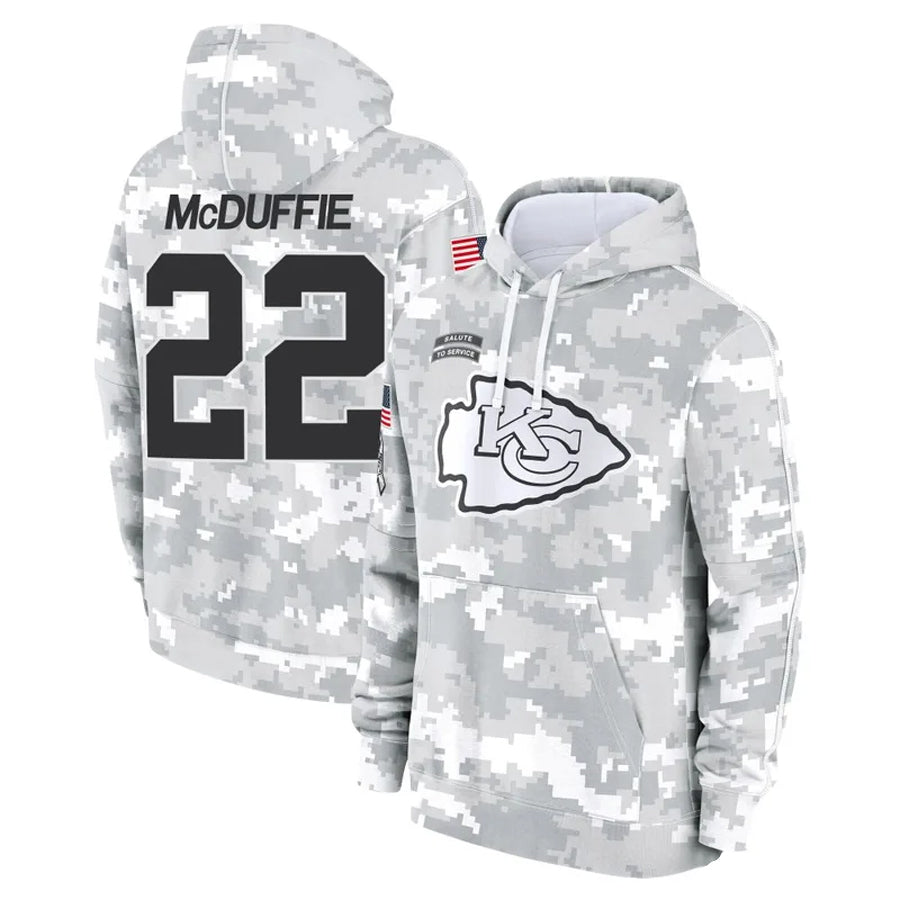 KC.Chiefs #22 Trent McDuffie Player Salute to Service Hoodies Football Jerseys