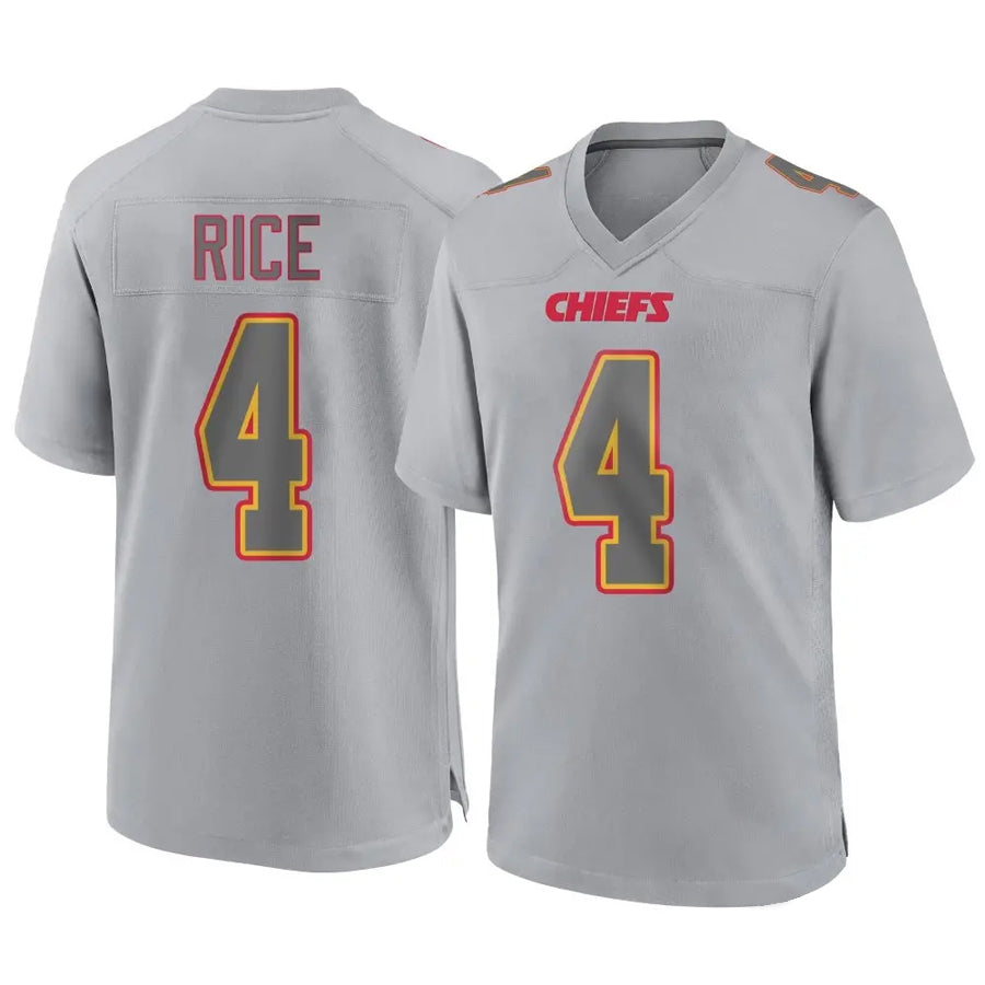 KC.Chiefs #4 Rashee Rice Player Gray Carbon Fashion Game Football Jerseys