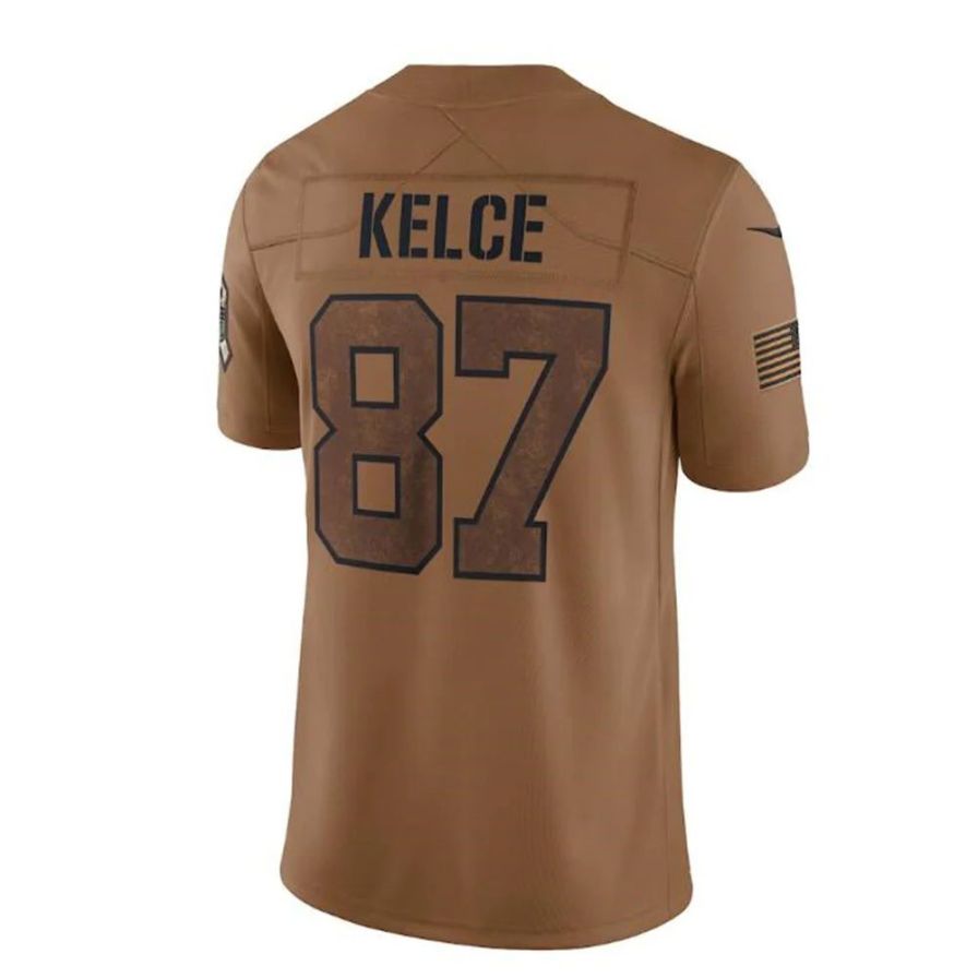 KC.Chiefs #87 Travis Kelce Brown Salute To Service Limited Player Jersey Stitched American Football Jerseys
