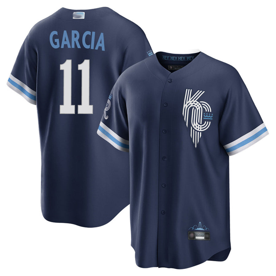KC.Royals #11 Maikel Garcia Player Navy City Connect Replica Baseball Jerseys