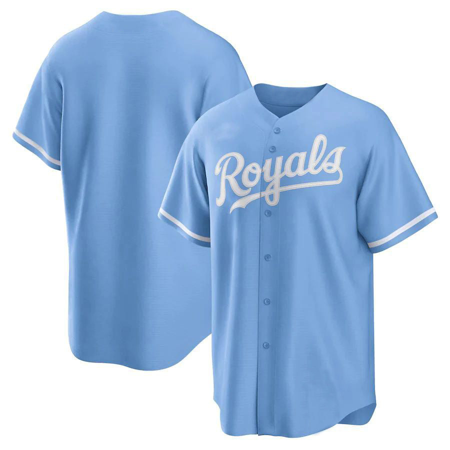 KC.Royals Light Blue Alternate Replica Team Logo Player Baseball Jerseys