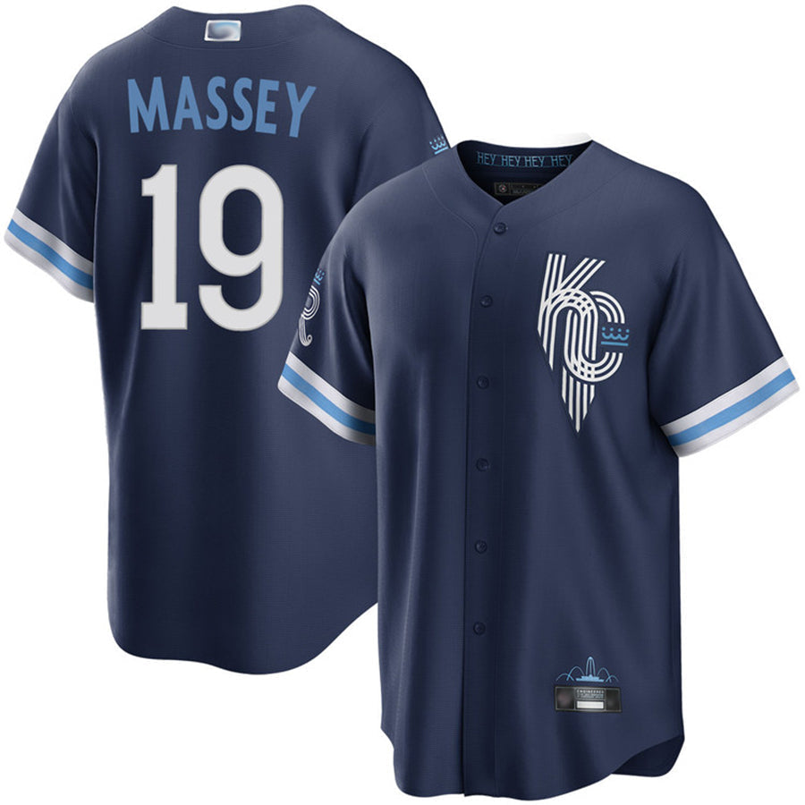 KC.Royals #19 Michael Massey Player Navy City Connect Replica Baseball Jerseys