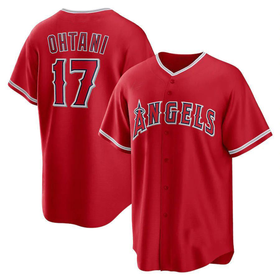 LA.Angels #17 Shohei Ohtani Player Red Replica Baseball Jerseys