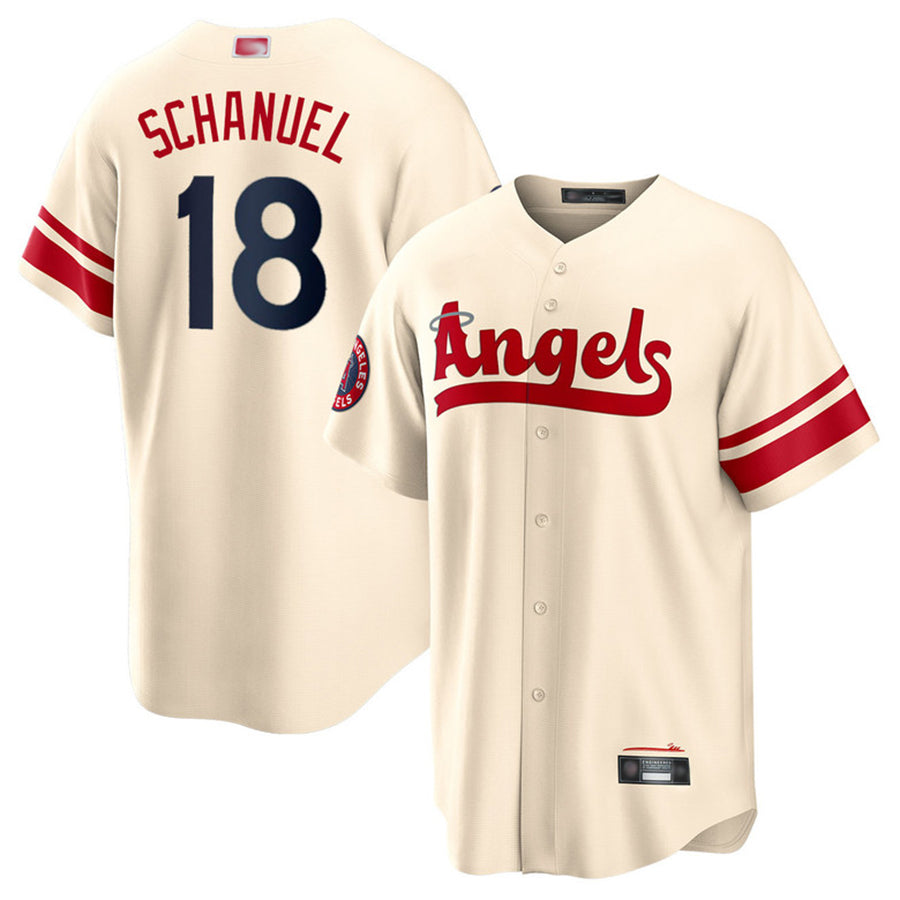LA.Angels #18 Nolan Schanuel Player Cream City Connect Replica Baseball Jerseys