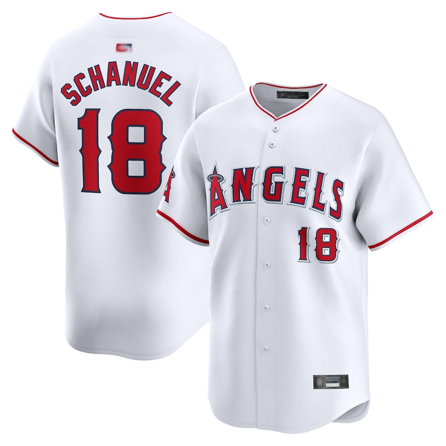 LA.Angels #18 Nolan Schanuel Player White Home Limited Baseball Jerseys