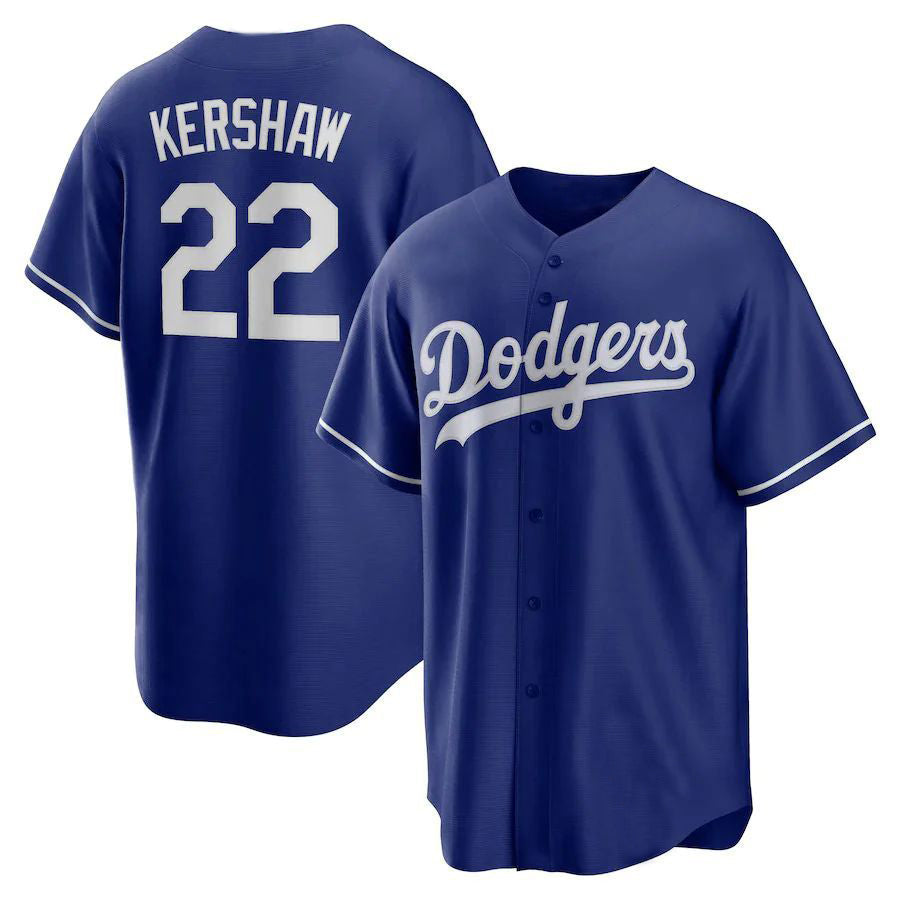 LA.Dodgers #22 Clayton Kershaw Player Royal Replica Game Baseball Jerseys