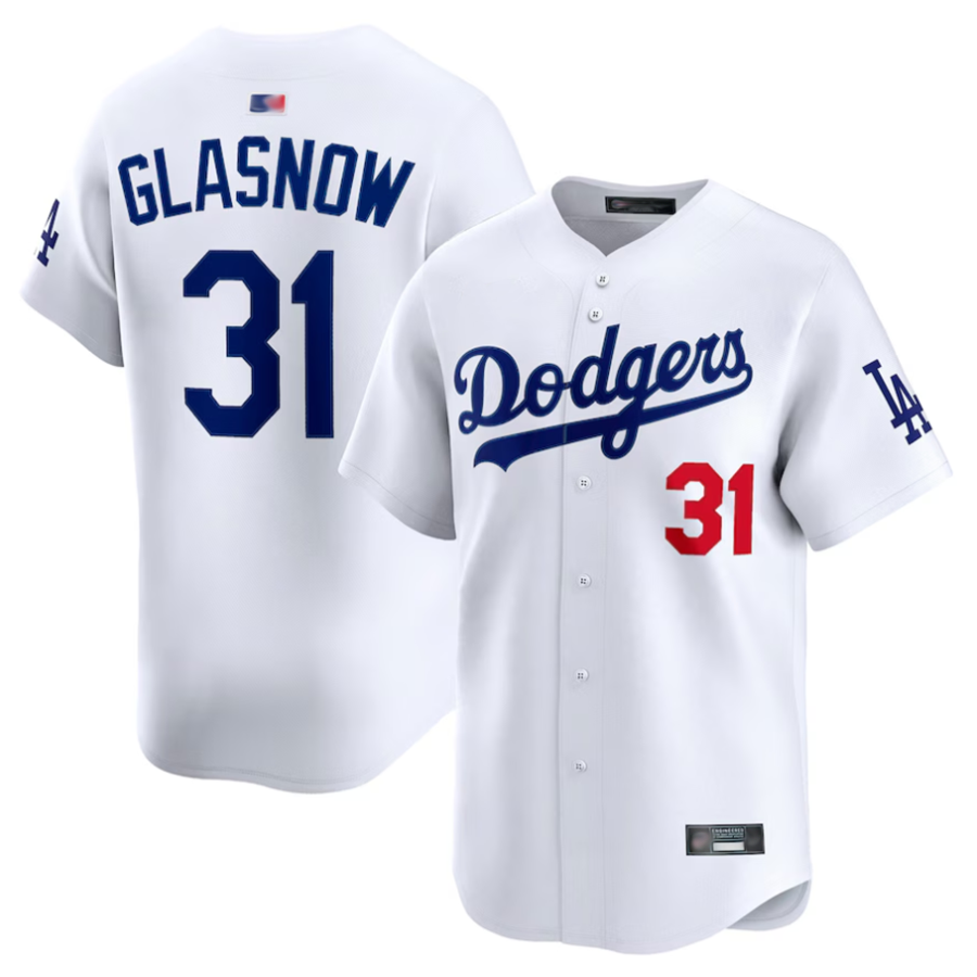 LA.Dodgers #31 Tyler Glasnow Player White Home Limited Baseball Jerseys