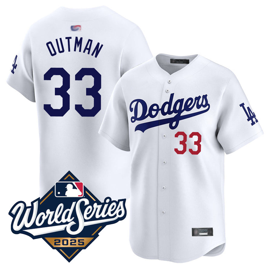 LA.Dodgers #33 James Outman Player White Home Limited World Series Baseball Jerseys