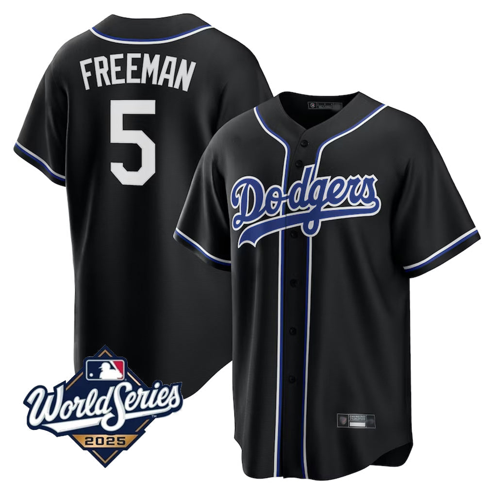 LA.Dodgers #5 Freddie Freeman Player 2025 World Series Black Home Game Baseball Jerseys