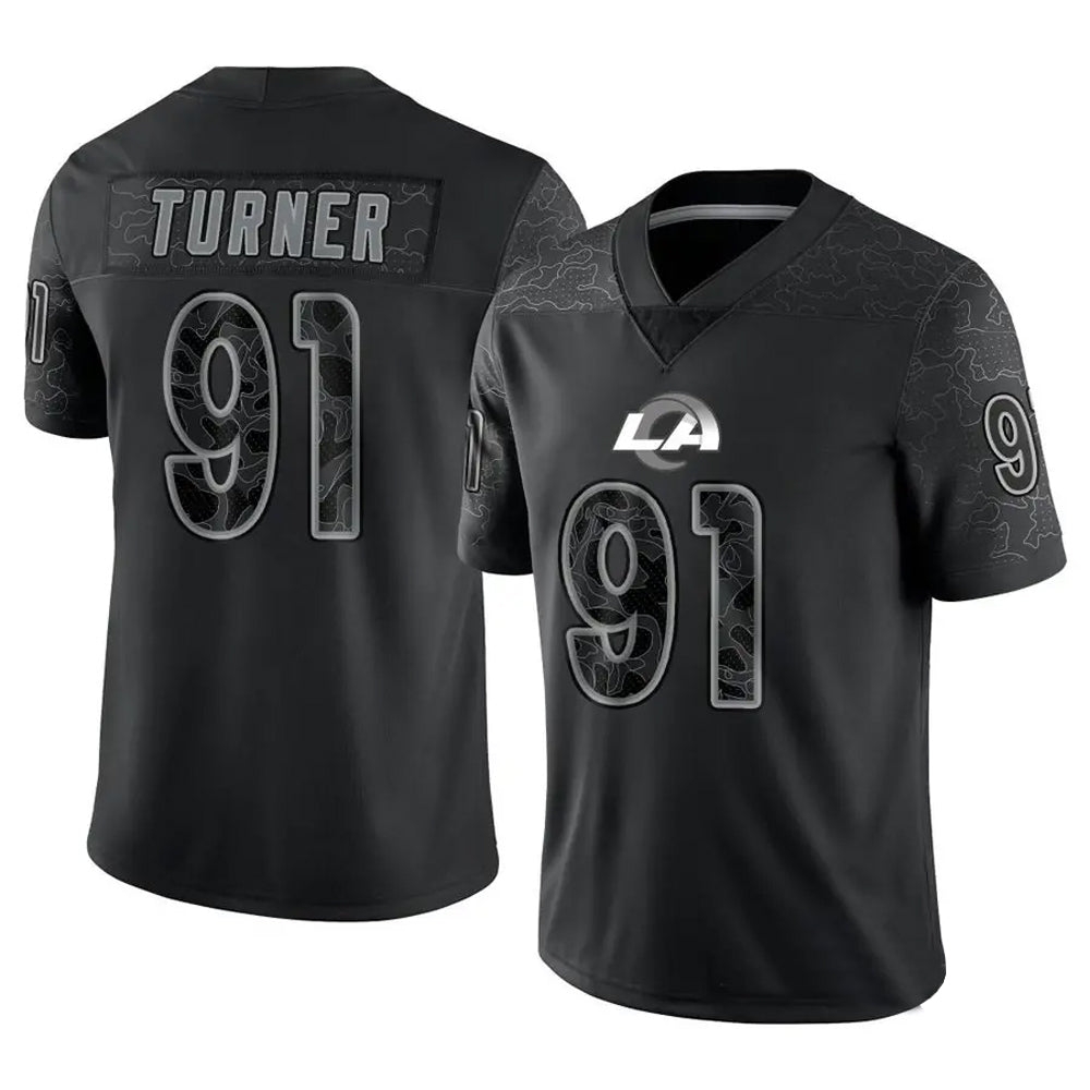 LA.Rams #91 Kobie Turner Player Black RFLCTV Limited Football Jerseys