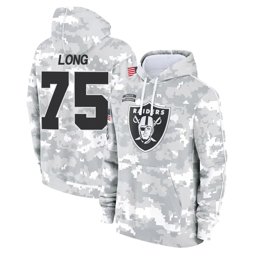 LV.Raiders #75 Howie Long Player Arctic Camo Salute to Service Hoodies Football Jerseys