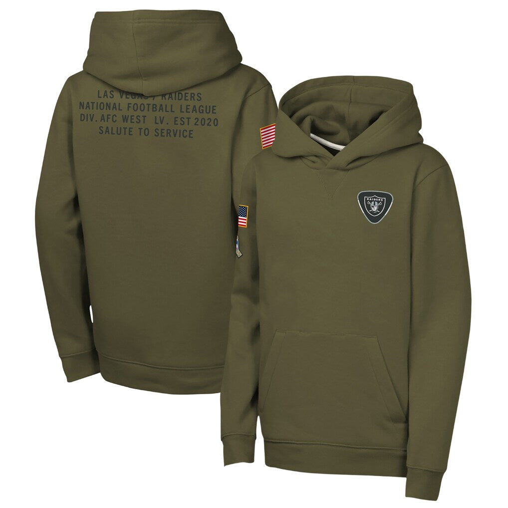 LV.Raiders Player Olive Salute to Service Club Fleece Hoodie Football Jerseys