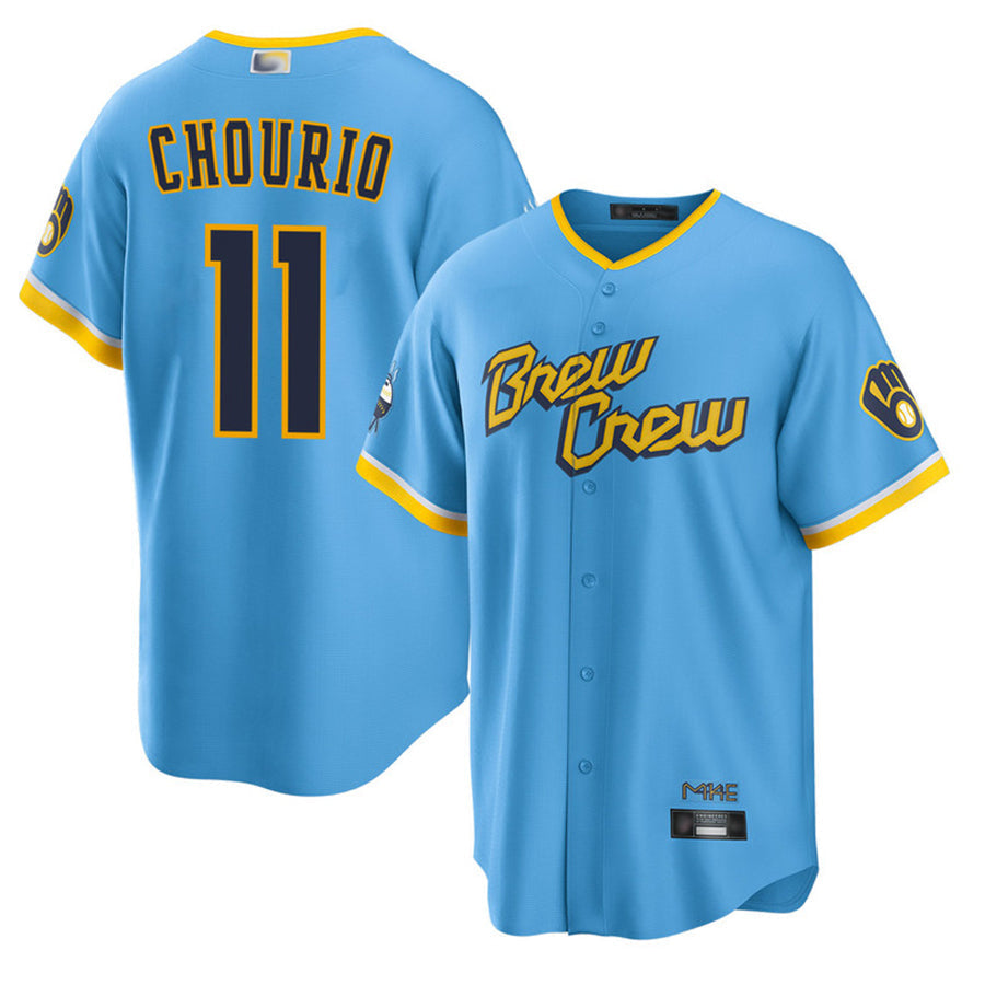 M.Brewers #11 Jackson Chourio Player Powder Blue City Connect Replica Baseball Jerseys