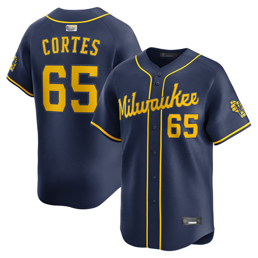 M.Brewers #65 Nestor Cortes Player Navy Limited Baseball Jerseys