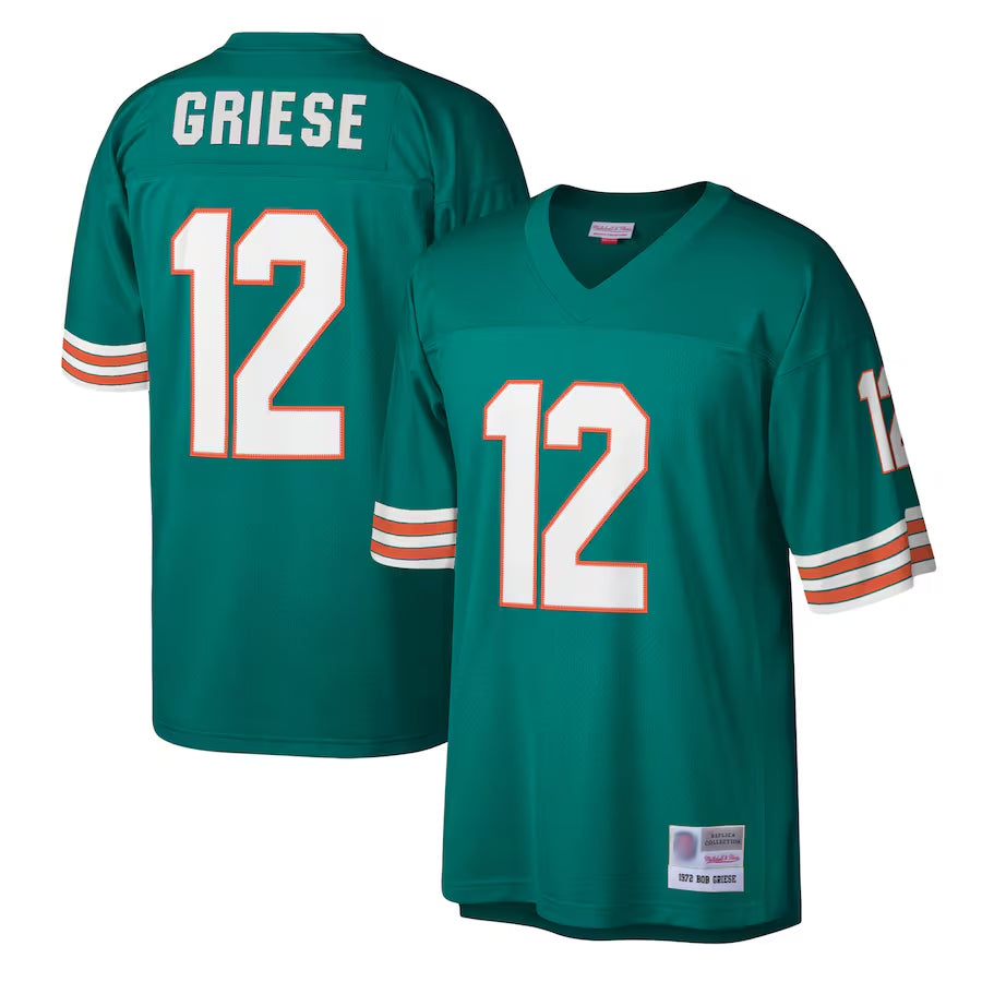 M.Dolphins #12 Bob Griese Player  Aqua Legacy Replica Football Jerseys