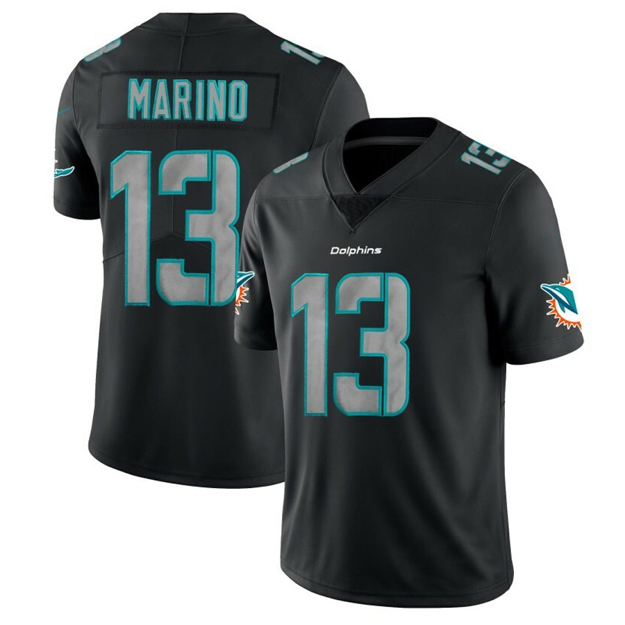 M.Dolphins #13 Dan Marino Player Black Fashion Limited Game Football Jerseys