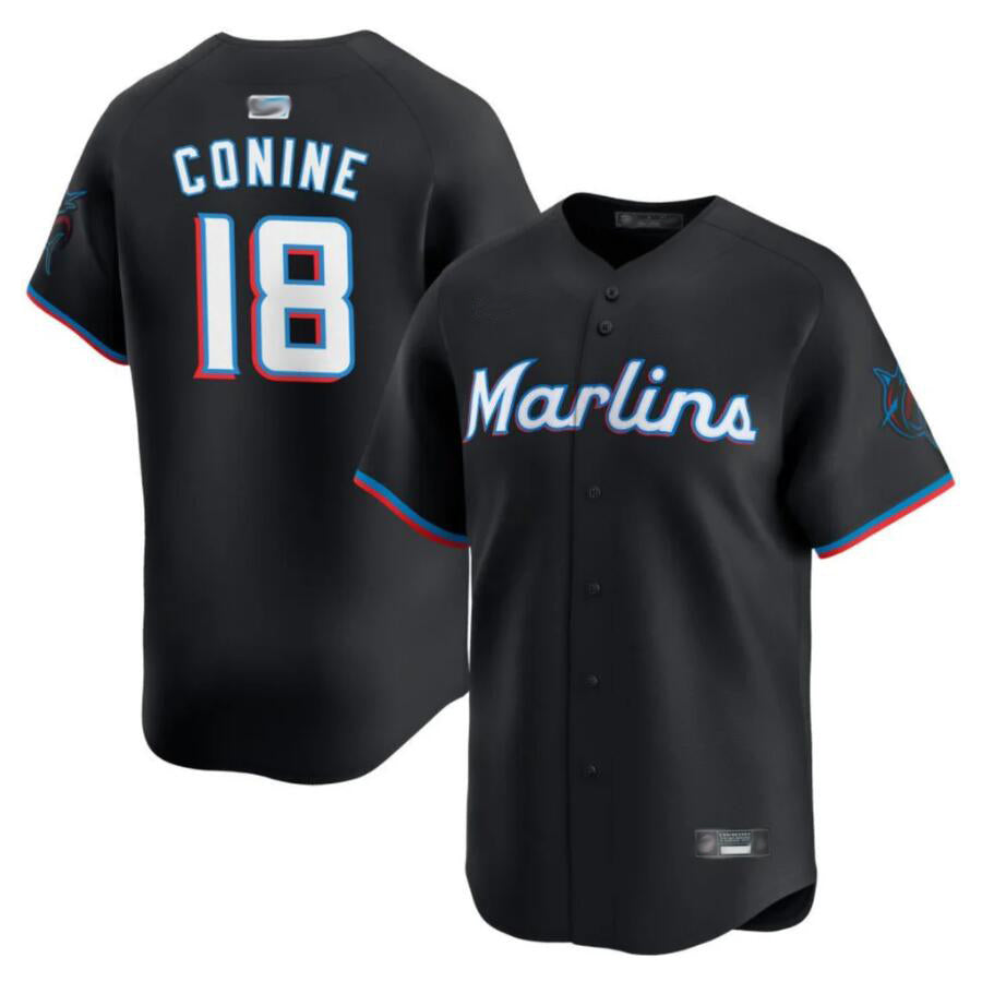 M.Marlins #18 Griffin Conine Player Black Home Limited Baseball Jerseys