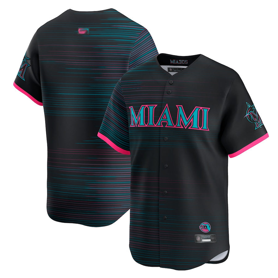 M.Marlins Blank Player Black City Connect Limited Baseball Jerseys