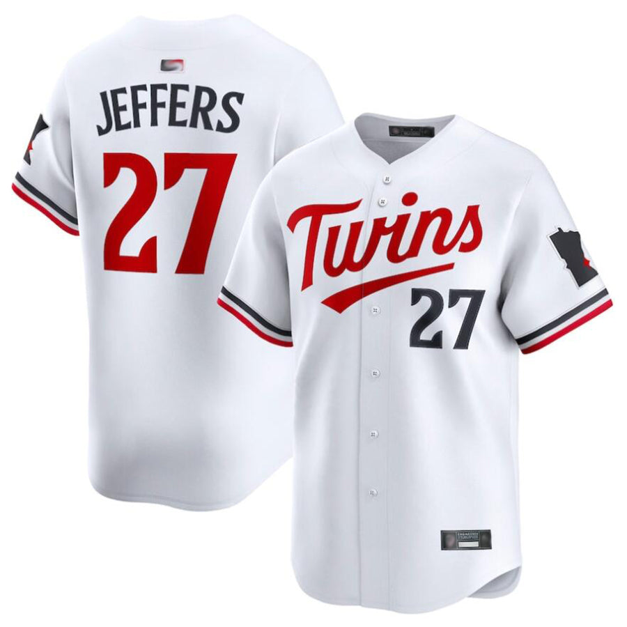 M.Twins #27 Ryan Jeffers Player White Home Limited Baseball Jerseys