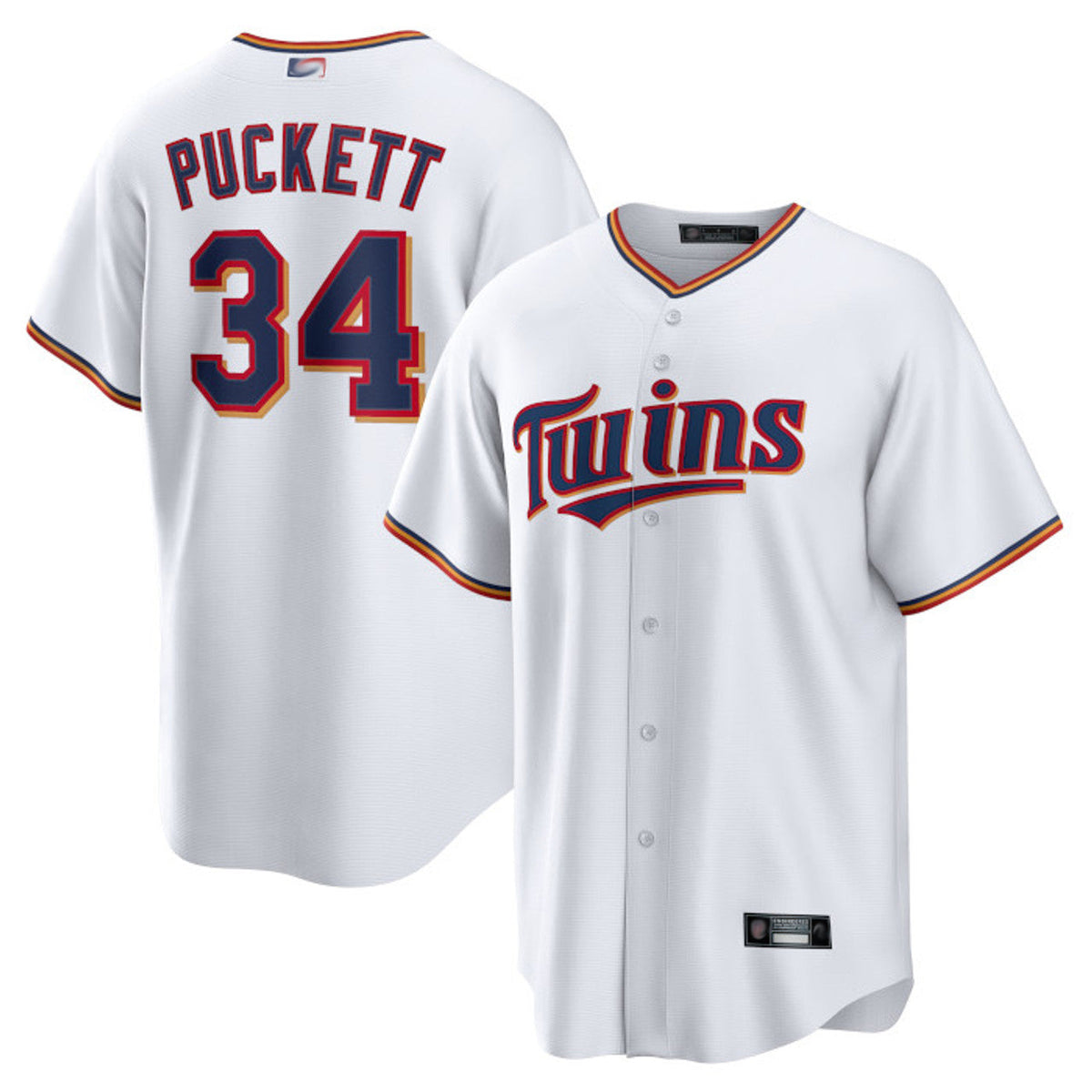 M.Twins #34 Kirby Puckett Player Cooperstown Collection White Baseball Jerseys