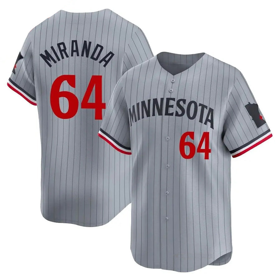 M.Twins #64 Jose Miranda Player Gray Home Replica Baseball Jerseys