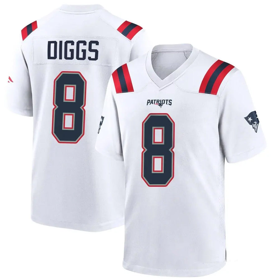 NE.Patriots #8 Stefon Diggs Player White Home Game Football Jerseys