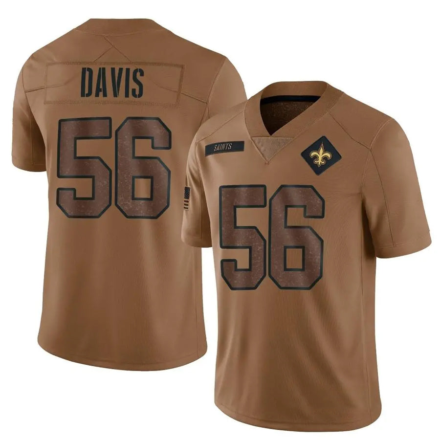 NO.Saints #56 Demario Davis Player Brown Salute To Service Limited Football Jerseys