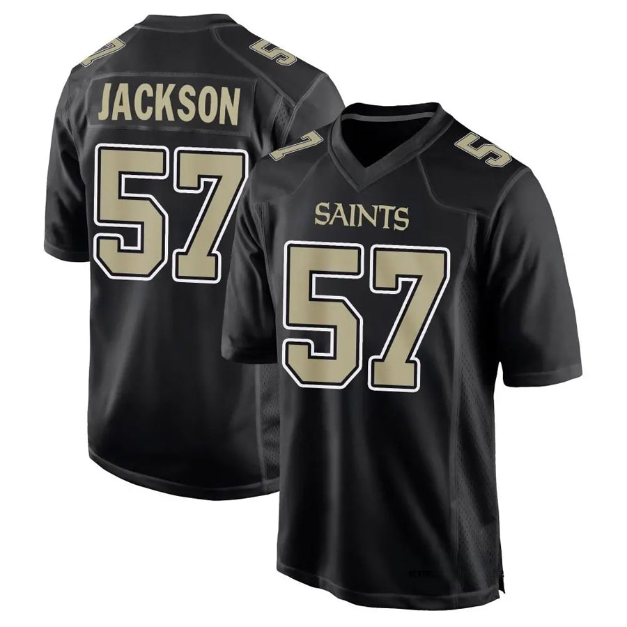 NO.Saints #57 Rickey Jackson Player Carbon Black Fashion Game Football Jerseys