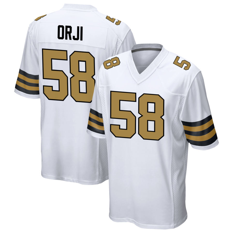 NO.Saints #58 Anfernee Orji Player White Alternate Game Football Jerseys