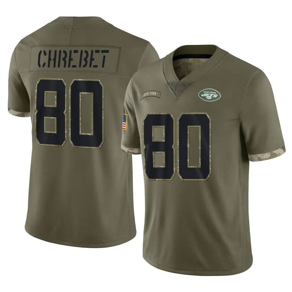 NY.Jets #80 Wayne Chrebet Player Salute To Service Olive Football Jerseys