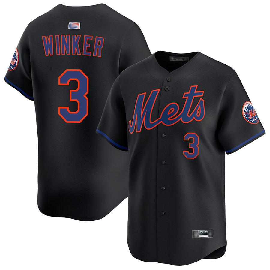 NY.Mets #3 Jesse Winker Player Black Home Limited Baseball Jerseys
