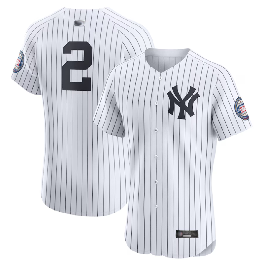 NY.Yankees #2 Derek Jeter Player White Home Elite Baseball Jerseys