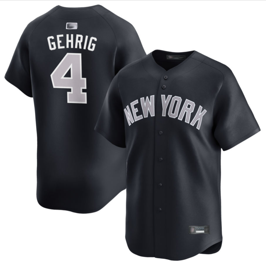NY.Yankees #4 Lou Gehrig Player Navy Home Limited Baseball Jerseys