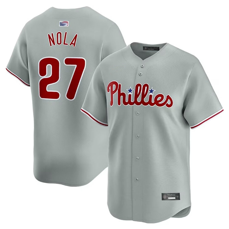 P.Phillies #27 Aaron Nola Player Grey Road Home Limited Baseball Jerseys