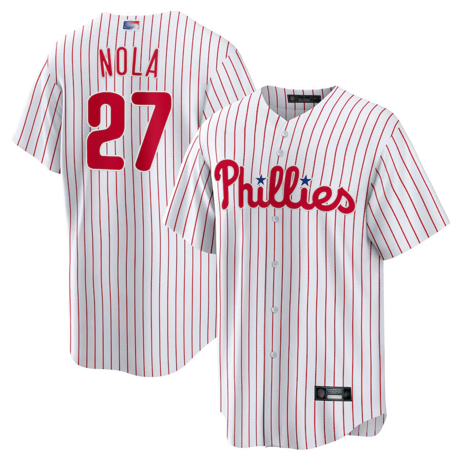 P.Phillies #27 Aaron Nola Player White Home Replica Baseball Jerseys