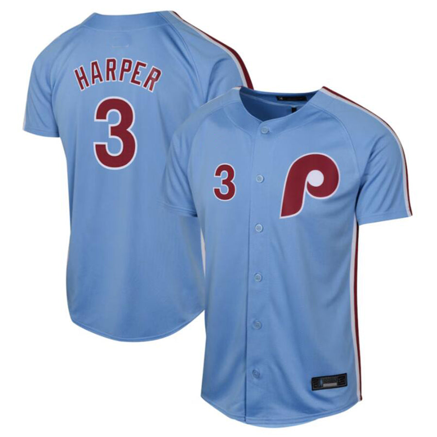 P.Phillies #3 Bryce Harper Player Replica Cream Baseball Jerseys