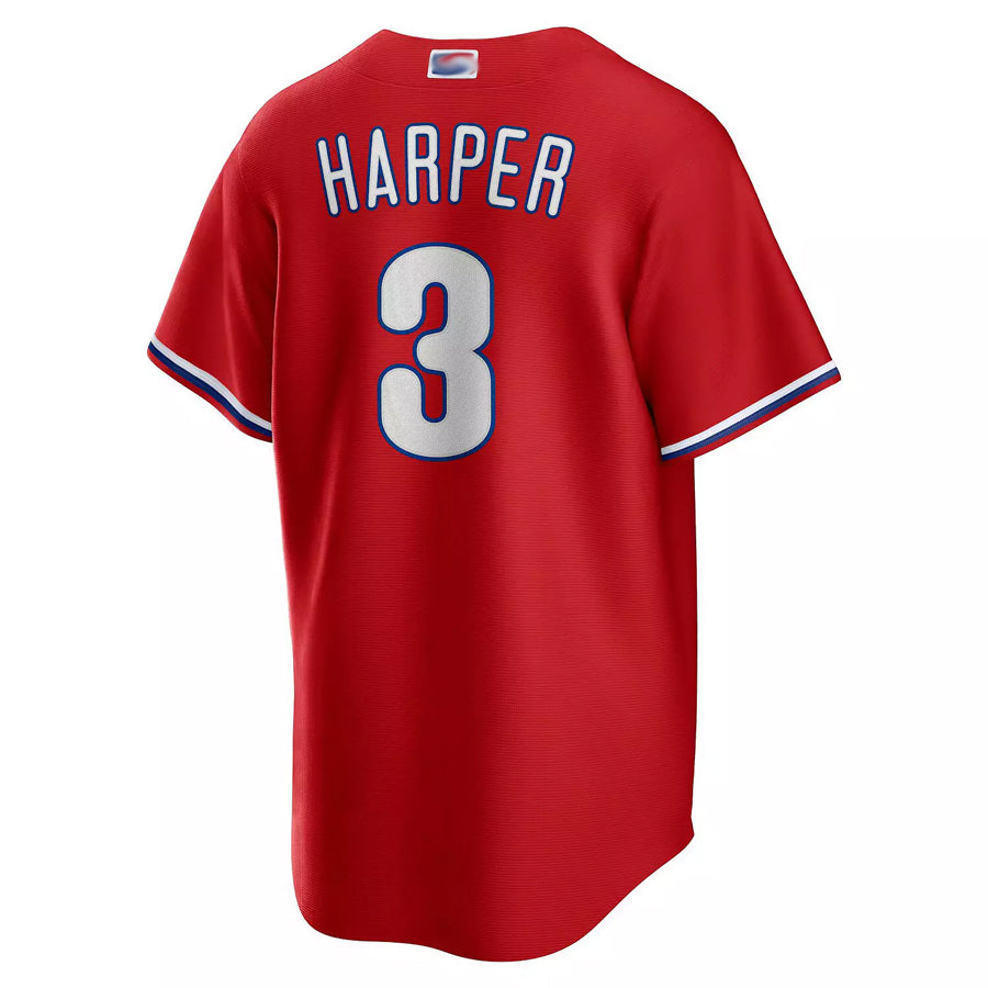 P.Phillies #3 Bryce Harper Player Red Alternate Replica Baseball Jerseys